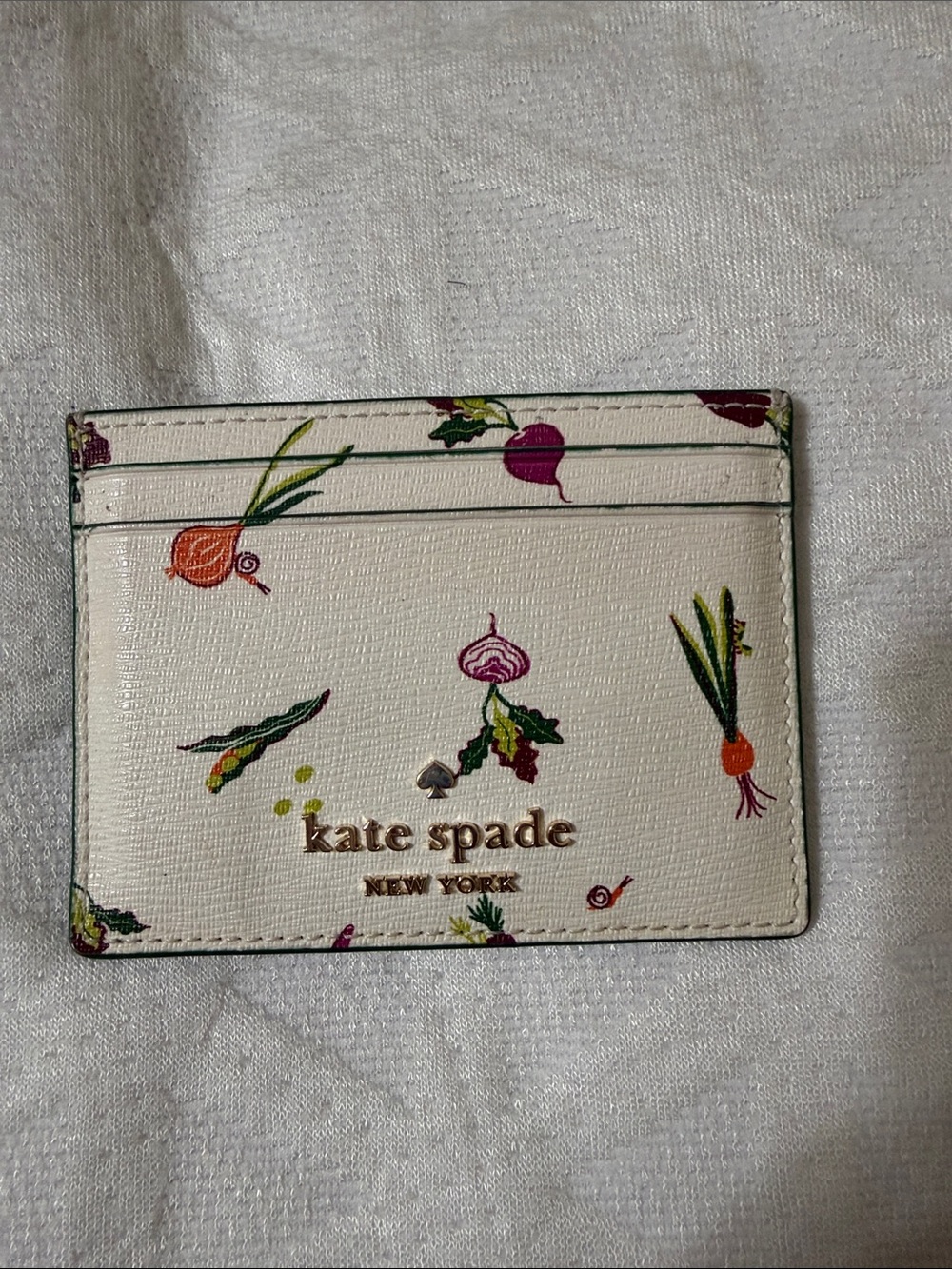 kate spade White Vegetable Print Card Holder ( final sale)